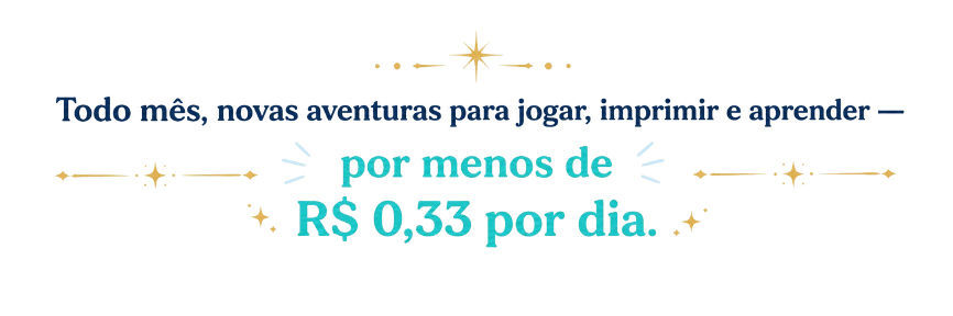 Todo mês, novas aventuras para jogar, imprimir e aprender